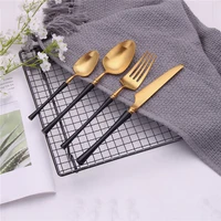 black gold cutlery set flatware tableware set kitchen combination utensils stainless steel forks knives spoons dinnerware set