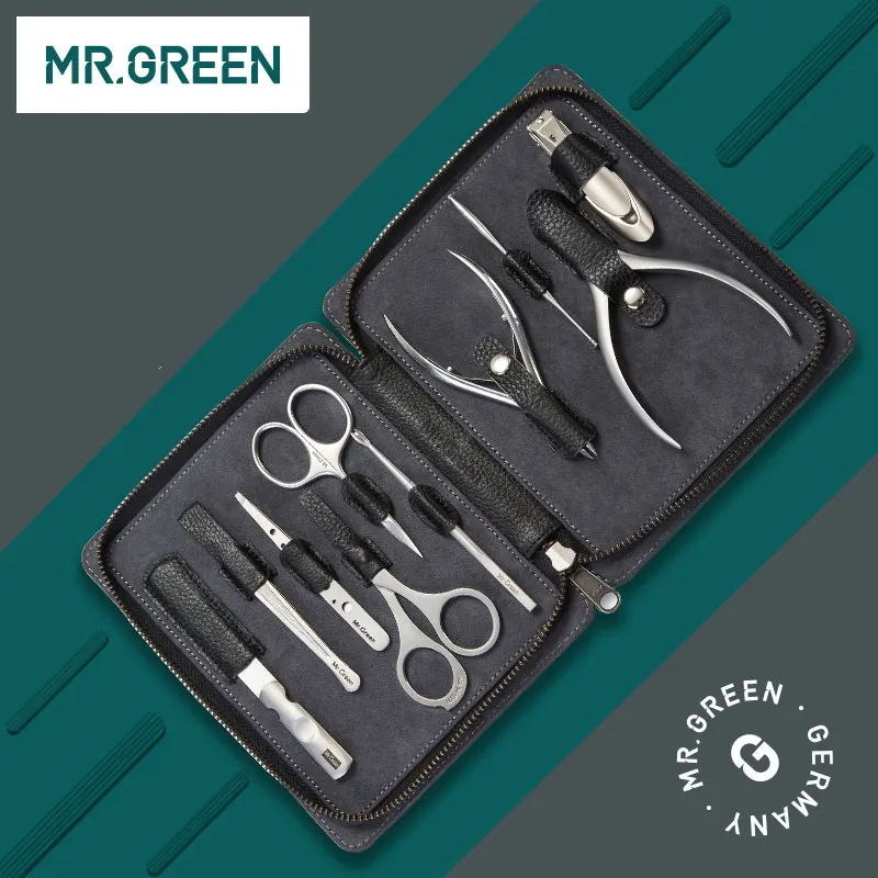 MR. GREEN кусачки для ногтей Ножницы импортные из воловьей кожи 10 в 1 маникюрный набор