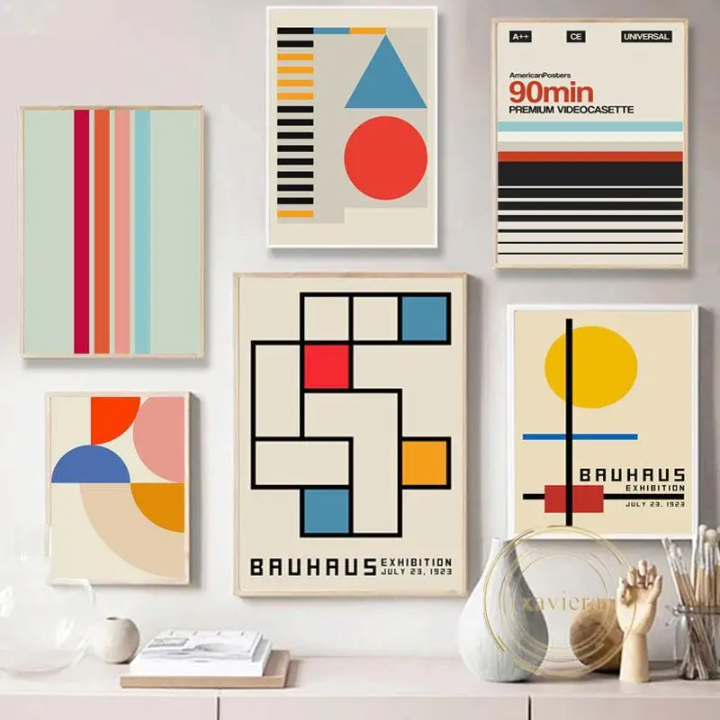 

Nordic Geometric Pattern Wall Art Posters and Prints Abstract Lines Retro Canvas Painting Vintage Picture Home Decor Living Room