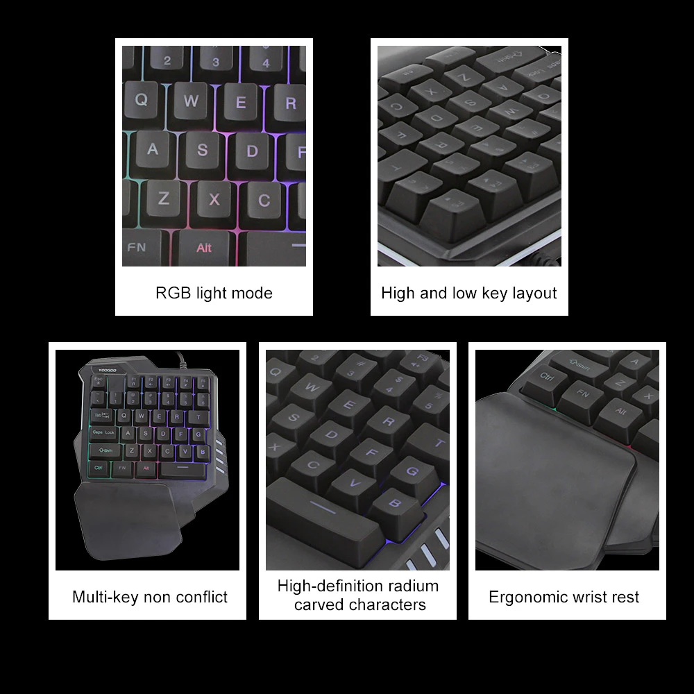 RGB игровая клавиатура Проводная с одной рукой подсветкой PC Gamer Клавиатура