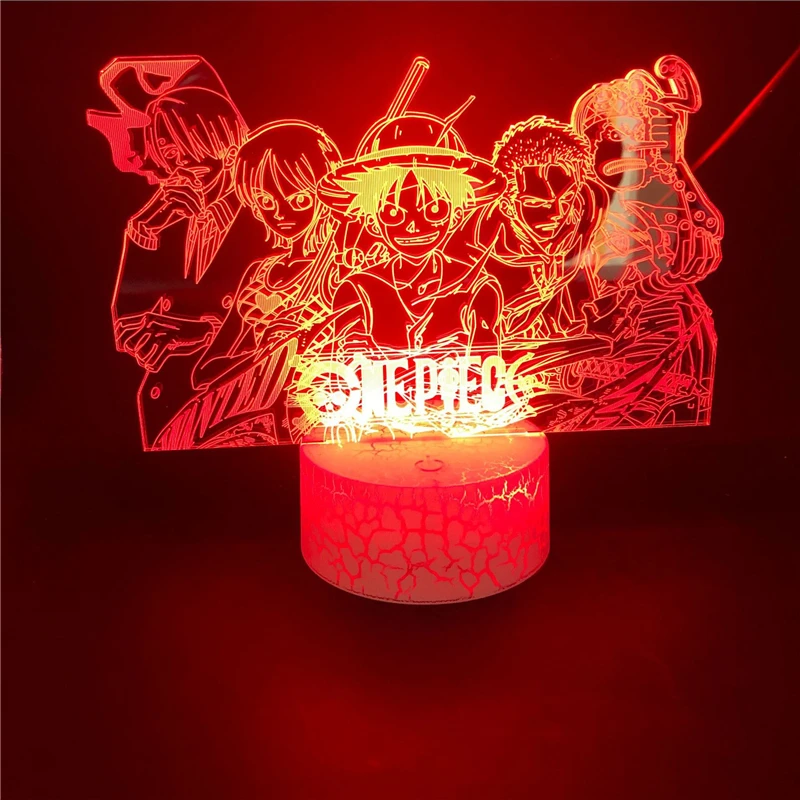 Цельнокроеный ночник Luffy Sanji Zoro Nami 3D светодиодсветодиодный иллюзионная