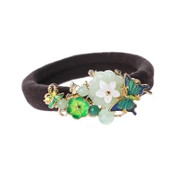 coloured glaze enamel hair ropes sea shell flower hair rings chinese ethnic hair ornaments antique high flexibility head rope