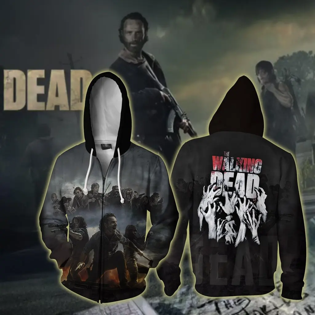 

С изображениями из сериала «Ходячие мертвецы» 3D куртки с капюшоном и принтом кофты Рик Граймс, костюмы для косплея, для мужчин и женщин, повс...