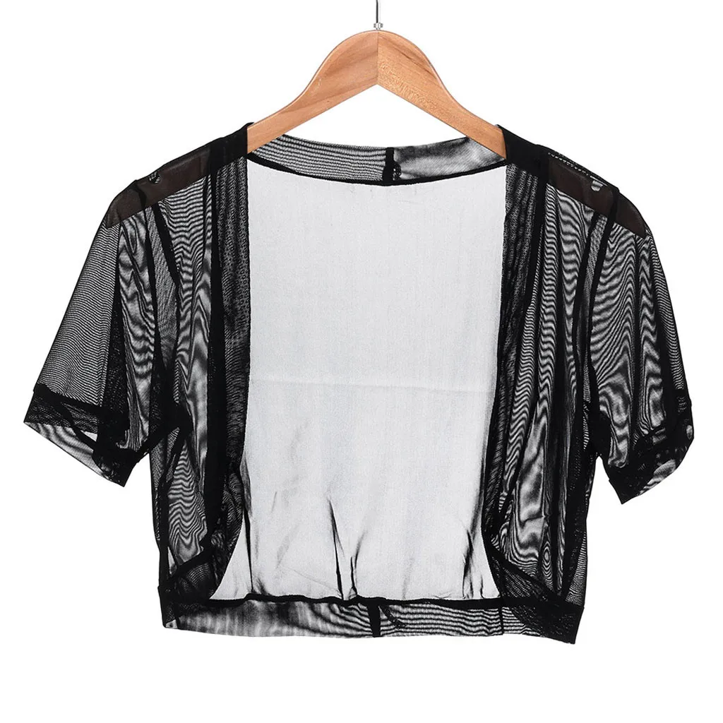 Женское шифоновое болеро с коротким рукавом открытой передней частью кардиган