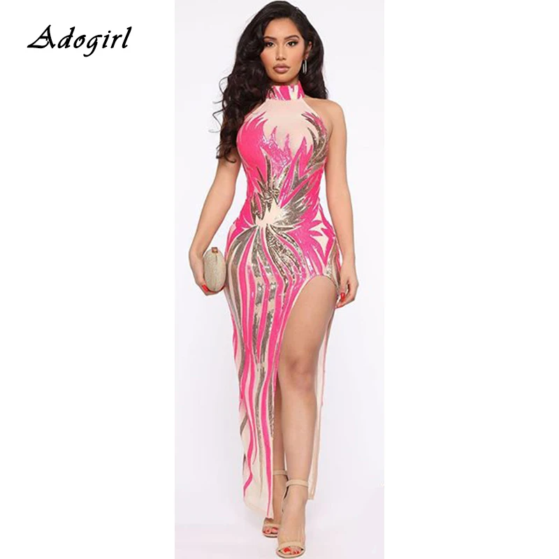 Adogirl вечерние платья с пайетками для женщин элегантное женское платье высоким