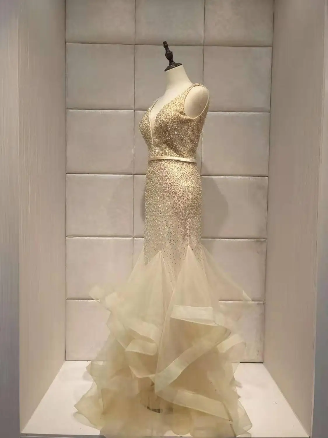Роскошное вечернее платье русалки; Новинка года; vestido de noiva robe de soiree; вечерние платья - Цвет: Pink