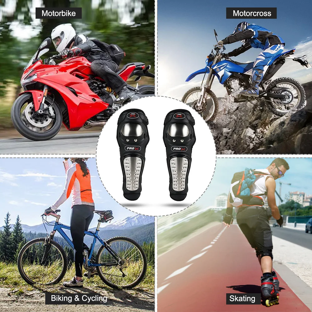 

Motorcycle Knee Pads Stainless Steel Protective Guard Gear Motocross Knee Protection Moto Racing Off-Road Ski MTB Kneepad Kits
