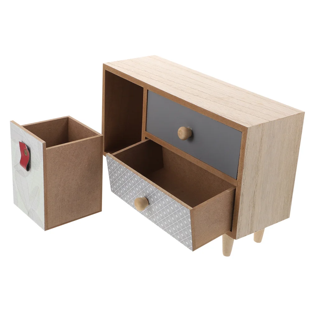 

1Pc Home Desktop Storage Cabinet Creative Jewelry Organizer Wooden Box