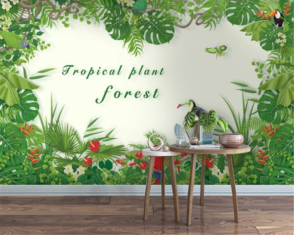 

beibehang Custom photo wallpaper modern minimalist tropical rainforest plant forest mural living room sofa background wallpaper