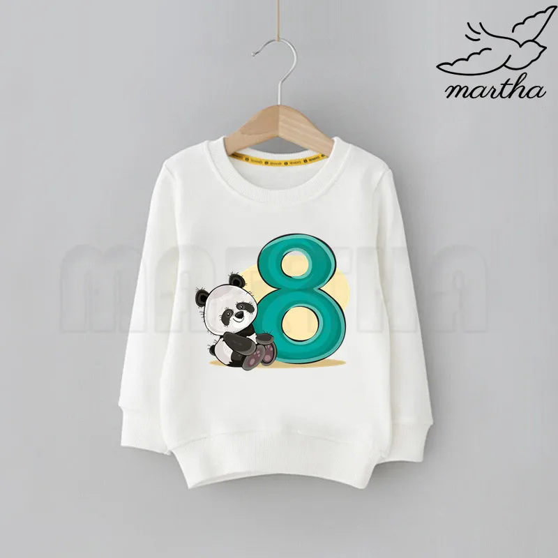 Детские толстовки с капюшоном изображением панды и цифр на день рождения для