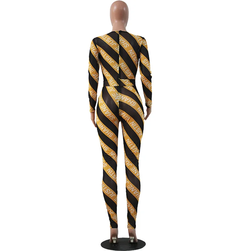 

Rompers Womens Jumpsuit Wholesale Items Sexy Round Collar Long Sleeve Letter Pattern Leisure Bodysuit Wholesale Dropshipping