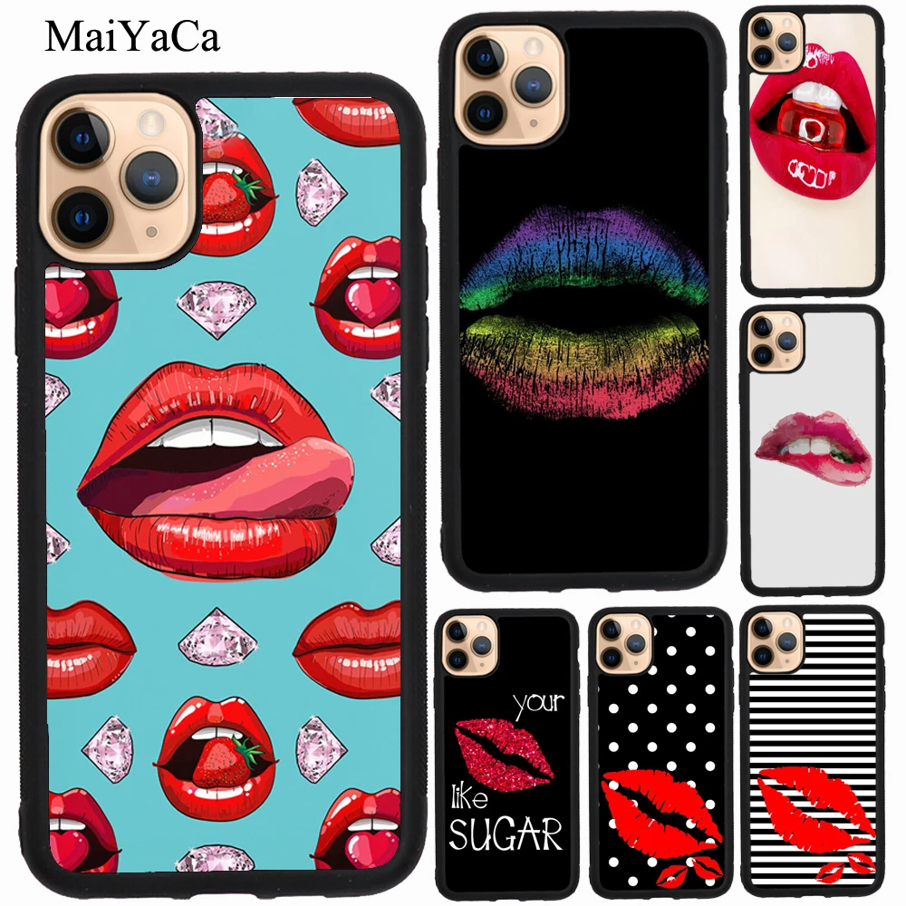 MaiYaCa Kiss me губная помада чехол для iPhone XR X XS Max SE 2020 6S 8 7 Plus 12 mini 11 Pro Coque|Бамперы| |
