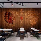 Пользовательские самоклеющиеся обои 3D деревянная доска граффити мотоцикл Ресторан Бар КТВ росписи водонепроницаемые художественные настенные наклейки Fresco