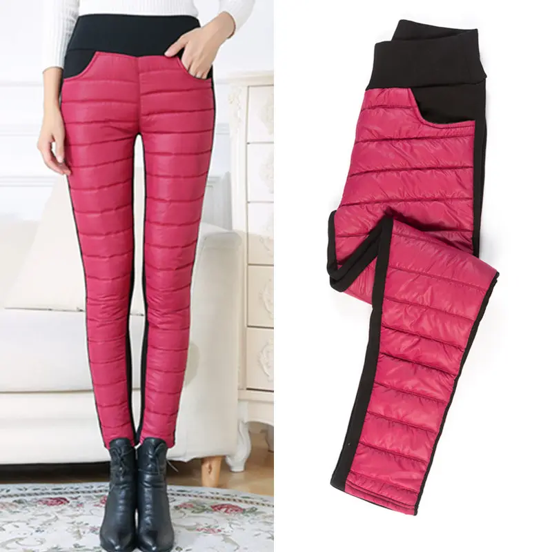

2021 Women's Stacked Leggings Pencil Pants Eiderdown Cotton Female Trousers Winter High-Waisted Thick Warm Figure Flattering