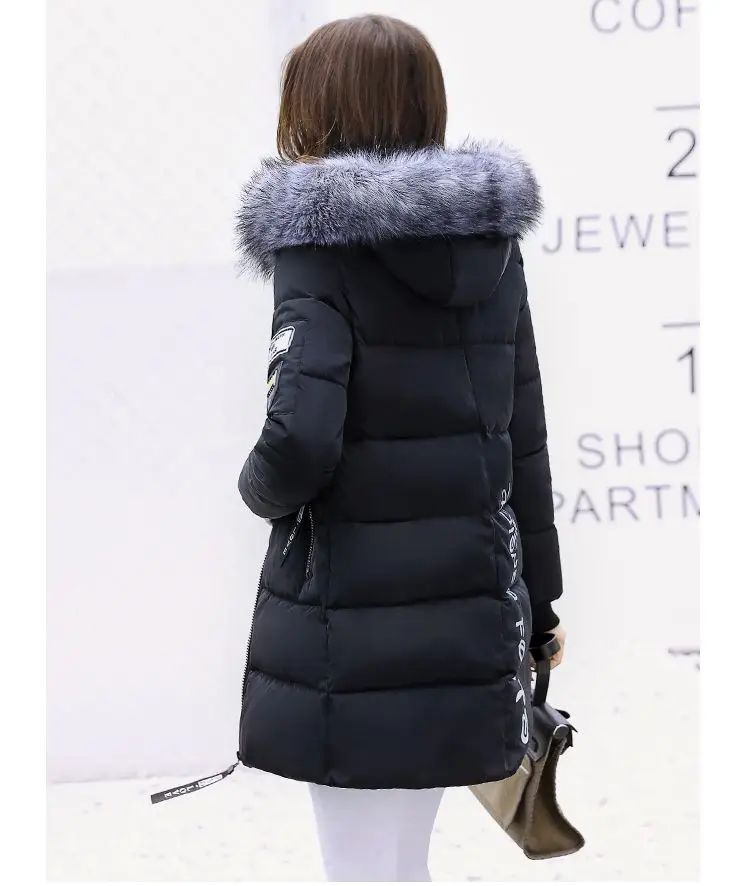Women Winter Hooded Mid-long Jacket New Fashion Fur collar Thickening Warm Cotton Coat Casual Slim Female Parkas NZYD261A
