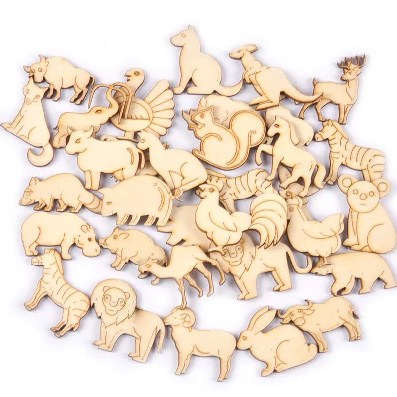 Деревянные украшения для скрапбукинга в виде животных 30-45 мм 10 шт | Дом и сад