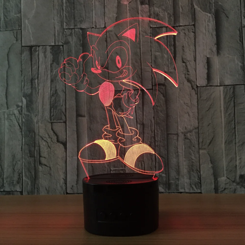 Modelo de figura de Sonic 3D, luz nocturna LED, l&aacute;mpara que cambia de 7 colores, figura de acci&oacute;n S&oacute;nica, decoraci&oacute;n de dormitorio, juguete, regalo de cumplea&ntilde;os para ni&ntilde;os-2