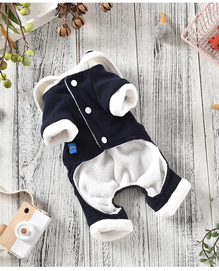 Newest Dog Clothes for Autumn and Winter Navy Blue Pink Colors Four-legged Leisure Sports Style Small Dog and Puppy Clothes