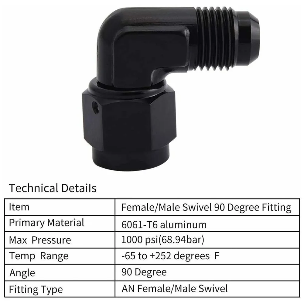 

Hose Fitting Adapter 90 Degree Aluminium Black Elbow Flare -53℃ To 122℃