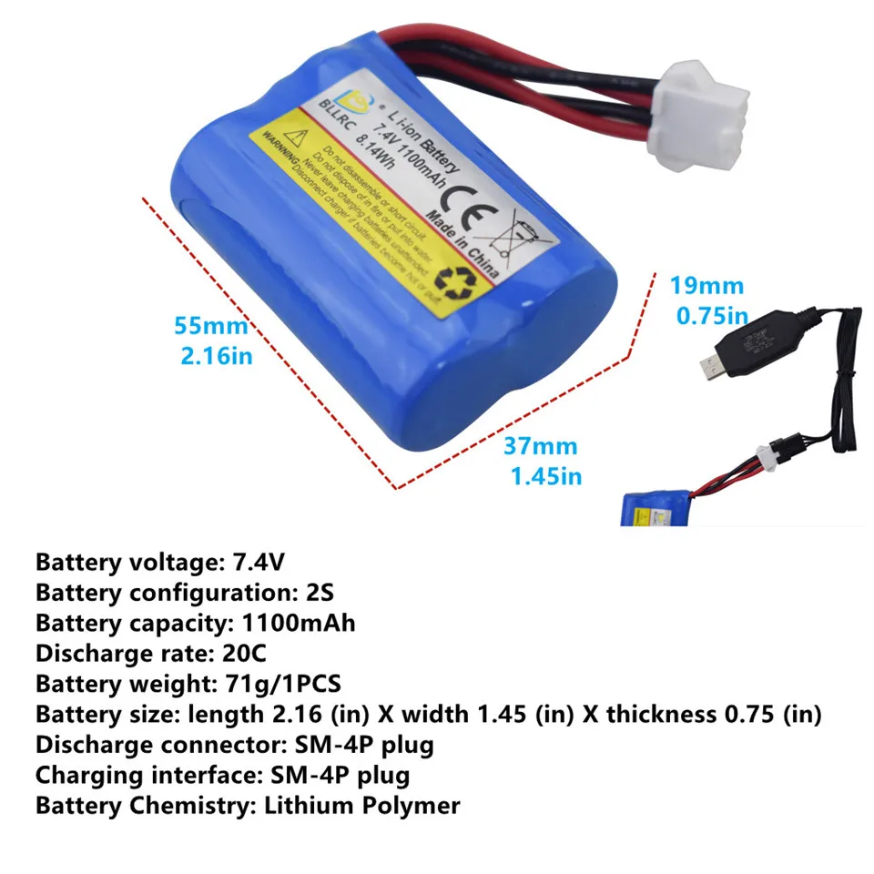 2S 7 4 V 1100mah 20C литий-полимерная батарея стандартная штепсельная Вилка для BLLRC L100
