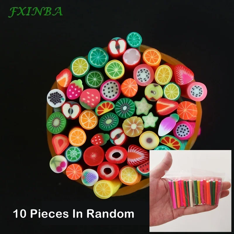 FXINBA 10 шт./лот Fimo фруктовые Ломтики Для слайма/ногти искусство советы глины искусственные фруктовые ломтики палочки Slimes игрушки Lizun DIY