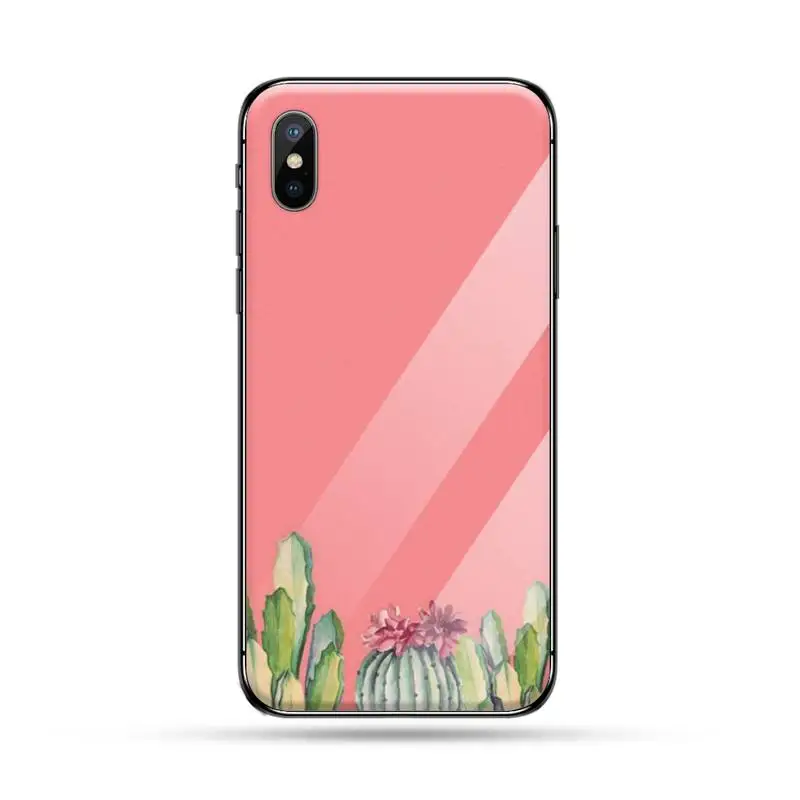 

Candy Color Cactus Luxury Phone Case coque Funda shell Tempered glass For iphone 6 6S 7 8 plus X XS XR 11 12 mini PRO MAX