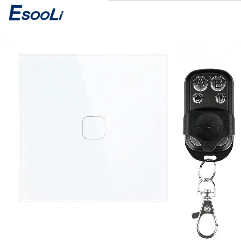 1 Gang Remote Esooli ЕС/Великобритания стандарт 1/2 банды беспроводной пульт дистанционного управления свет сенсорные переключатели, умный дом RF433 дистанционное управление настенный выключатель - Цвет: 1 Gang Remote