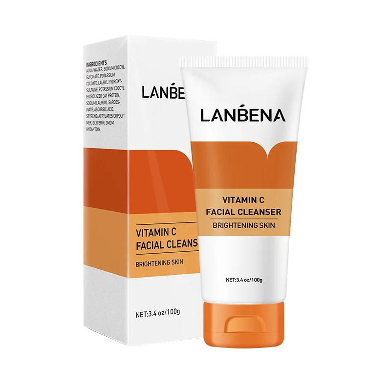 

LANBENA 24K Gold Peptide Face Cleanser VC Whitening Cleansing Facial Foam Acne Treatment Ectoin Anti Aging Mild No Stimulation