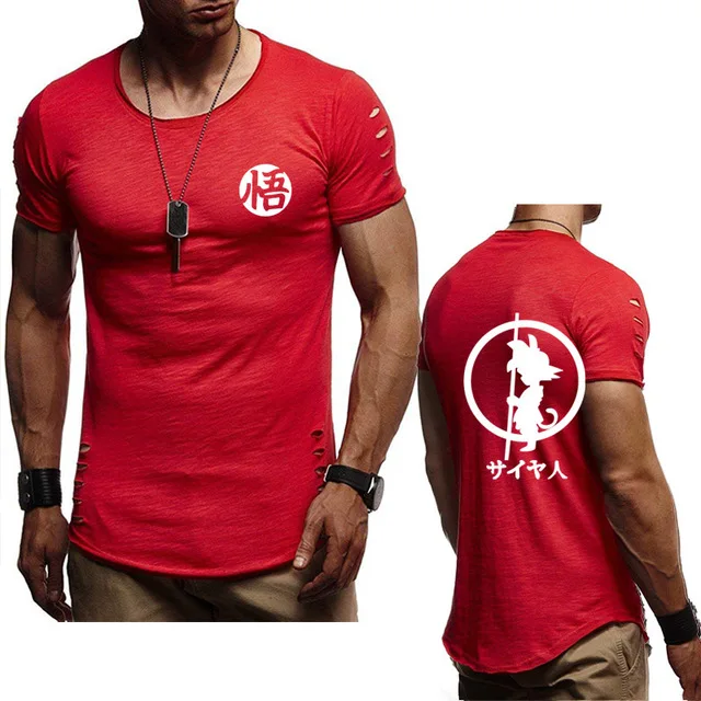 Men's T-shirt summer Anime Dragon Ball Hoodies Super Saiyan Dragonball Son Goku high quality Cotton Crew neck Men short sleeve H |