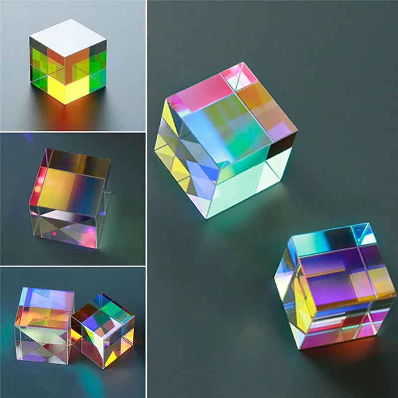 

Optical Glass Cubes Prism RGB Dispersion Prism Physics Light Spectrum Educational Model Outdoor Photography Prop FP8