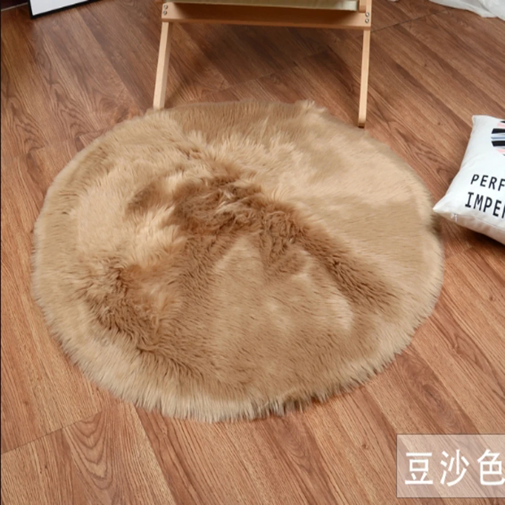 Пушистый Круглые Искусственные меховый ковер Спальня плотная плюшевая