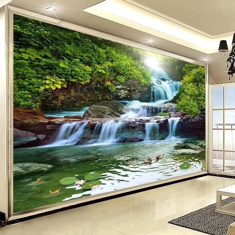 3D фотообои водопад природный пейзаж для спальни гостиной дивана фона телевизора