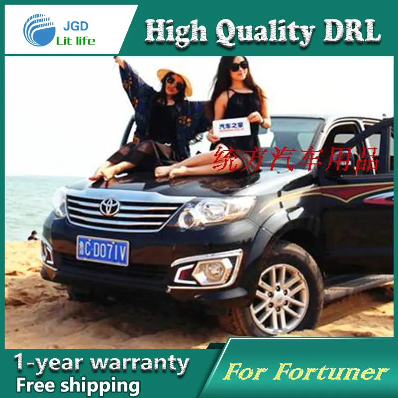 Free shipping !12V 6000k LED DRL Daytime running light case for Toyota Fortuner 2012 2013 fog lamp frame Fog Car styling | Автомобили и