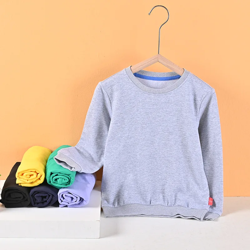 

Autumn New Hooded Children Sweatshirts Boy Girl Colorful Tops Toddler Cotton Casual Baby Kids Solid Pullover Clothes 2-12Years