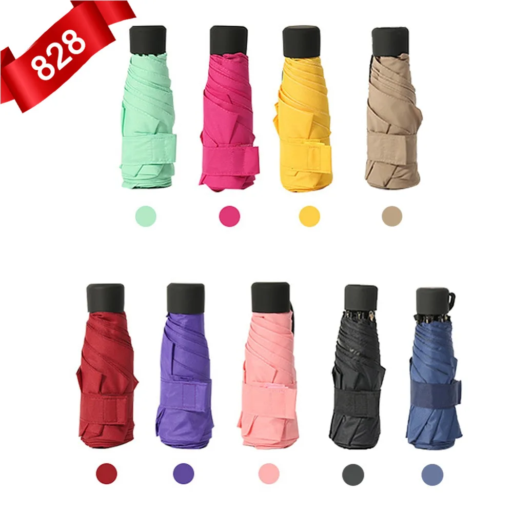 9 цветов мини Карманный Зонтик для женщин УФ маленькие зонты девочек анти