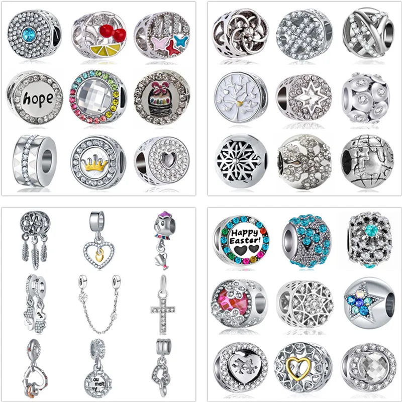 

Brand Simple Big Ball Stars Crystal Flowers diy bead fit Original charms Bracelet trinket jewelry for women Gifts