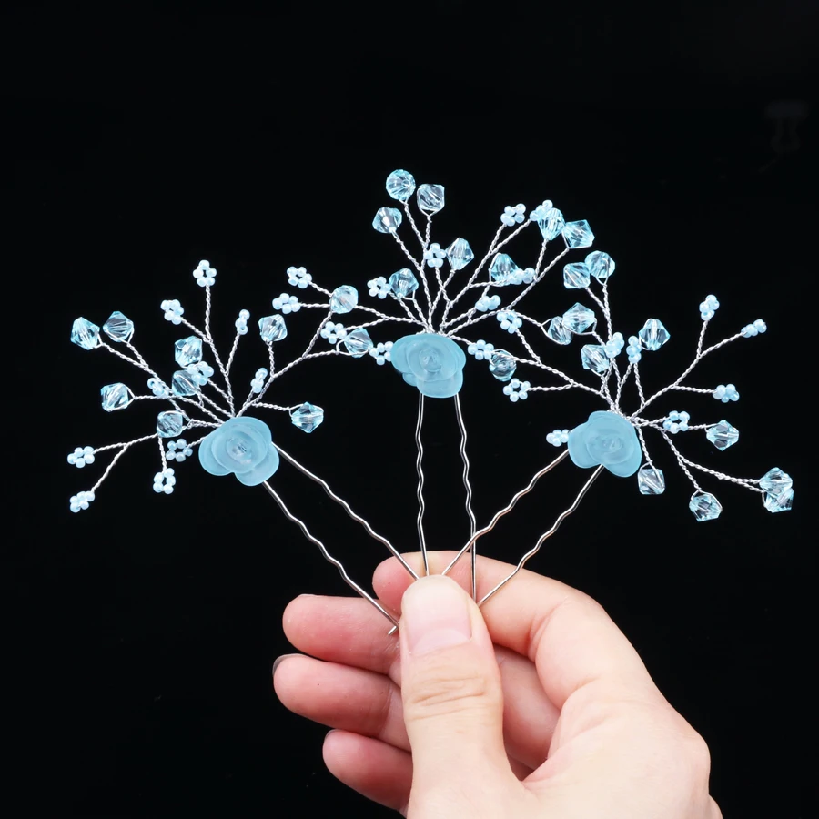 Заколки для волос женские ручной работы свадебные украшения с цветочным узором