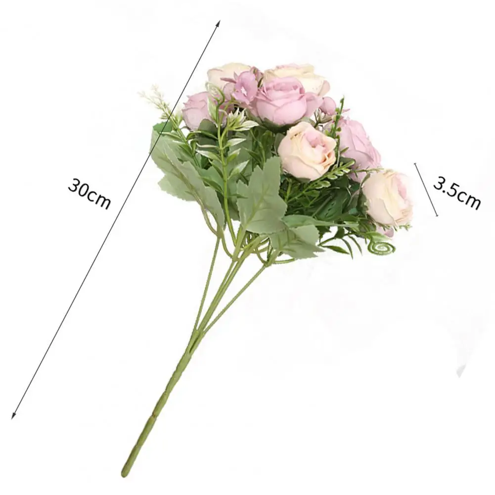 

10 Head Plastic Flower Real Touch Clear Texture Faux Silk Colorful Artificial Rose Bouquet for Wedding Flower Arrangement Bonsai