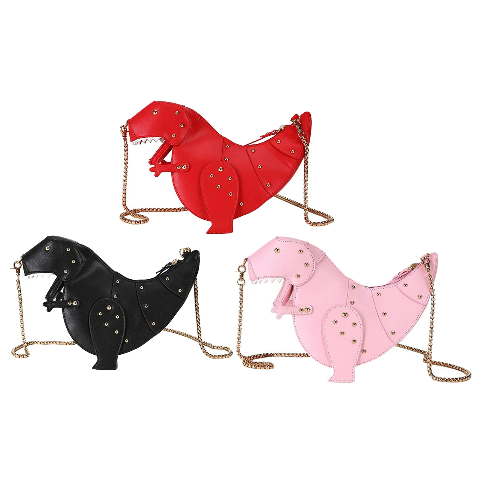 

Women Dinosaur Shoulder Bag Chain Zipper Crossbody Purse Handbag Clutch Bag