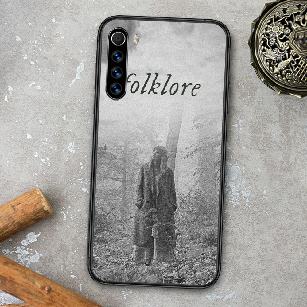 

Taylor Folklore Swifts Phone Case For Xiaomi Redmi Note 7 8 8T 9 9S 4X 7 7A 9A K30 Pro Ultra black Waterproof Silicone Shell
