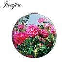 Зеркало для макияжа Youhaken, складное компактное мини-зеркало из искусственной кожи с цветочным рисунком розы, увеличение 1X2X