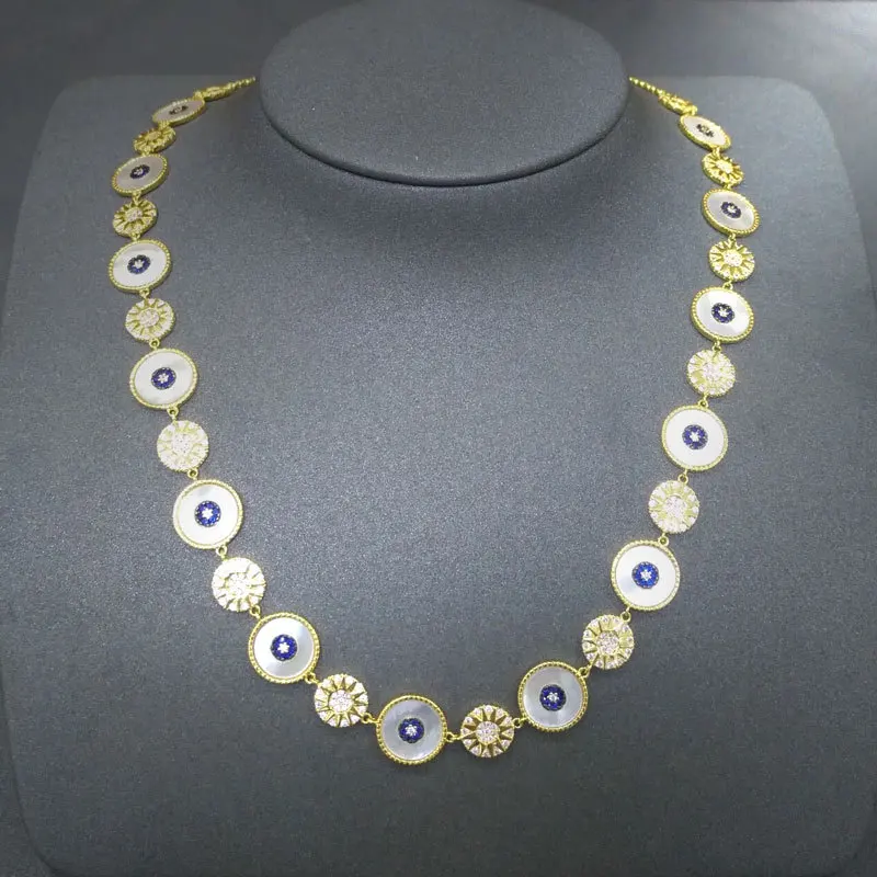 

s925 sterling silver necklace June new demon eye necklace bracelet light luxury bohemian white shell necklace bracelet