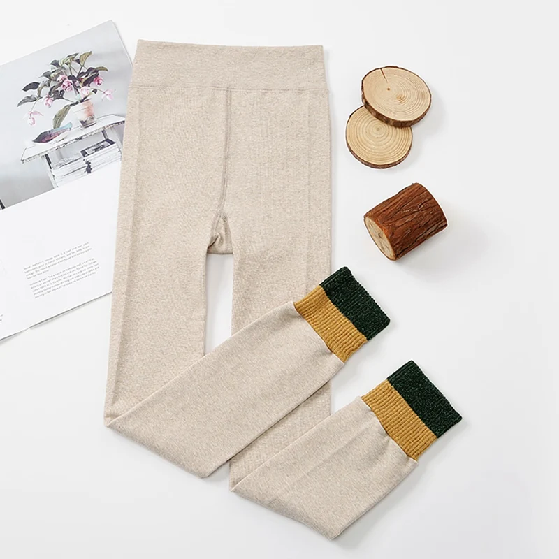Эластичные теплые брюки в стиле пэчворк От 3 до 14 лет Детские обтягивающие штаны