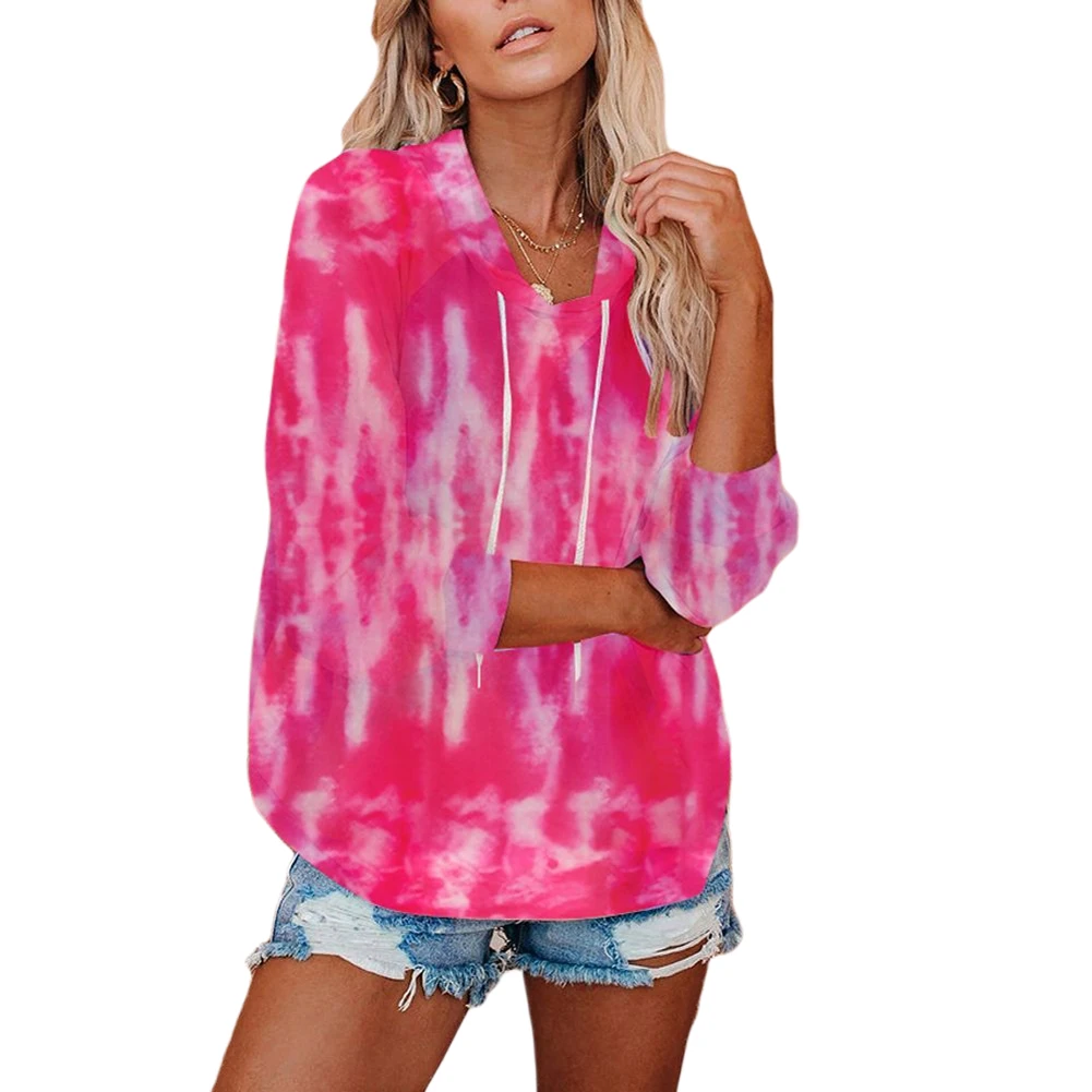 

Женские толстовки, модный свитер с длинным рукавом, свободная рубашка с капюшоном и круглым вырезом