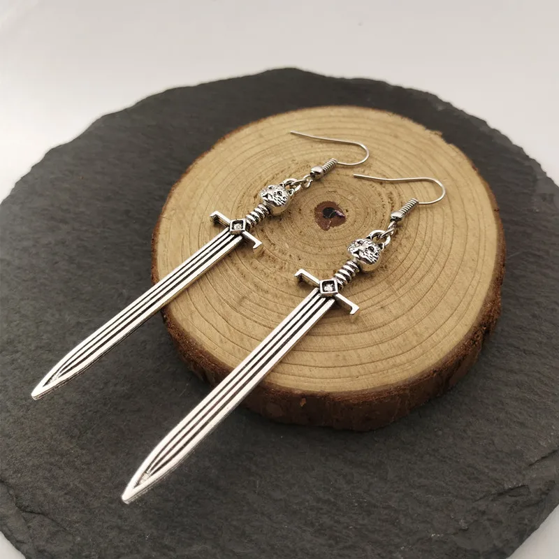 1 пара под старину Серебряный с животными длинные висячие серьги подвесками