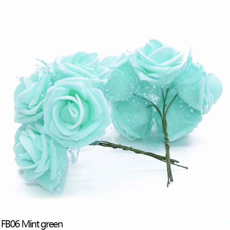 B06 30/60 шт искусственный цветок мини розовые розы искусственные цветы для свадьбы украшение для букета День рождения украшения DIY подарок венок - Цвет: B06