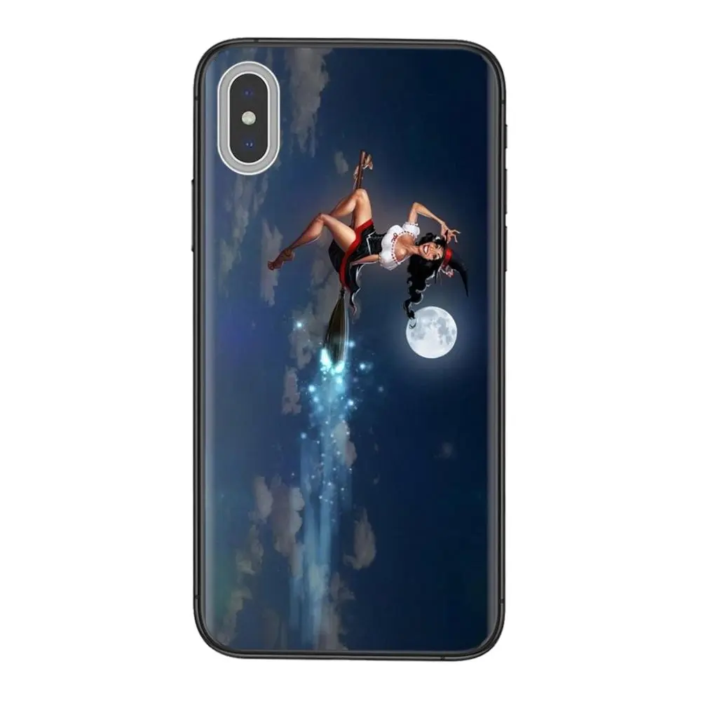 Черная Водонепроницаемая 3D картина полцены Хэллоуин ведьма летающая метла луна