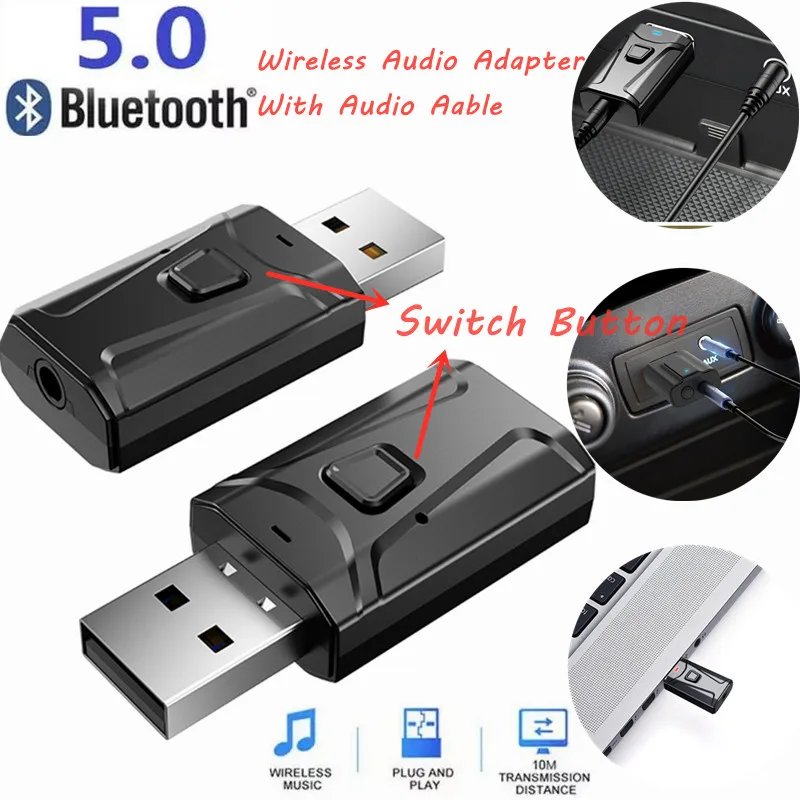 

8 Types Audio Receiver Transmitter With 3.5mm Jack AUX Cable USB Free Driver Bluetooth 5.0 Adapter For PC TV Car Kit