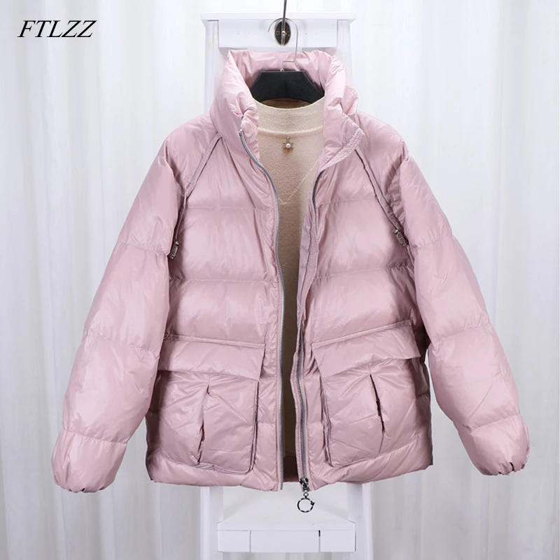 FTLZZ зимняя куртка новинка 2019 женское белое пуховое пальто женские теплые парки