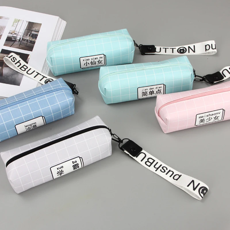 1 шт. милый чехол для карандашей из искусственной кожи на молнии с китайскими